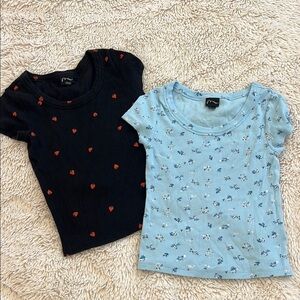 Set of 2 girls ribbed tees